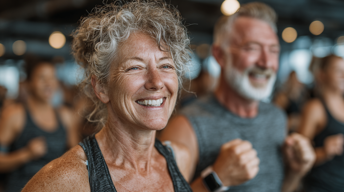 Активні люди старшого віку під час групового тренування